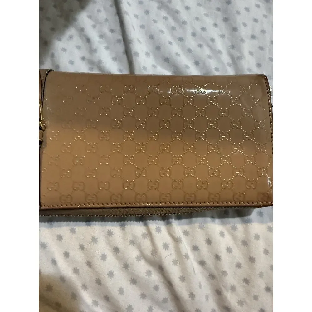 Gucci Microguccissima Patent Leather Zip Around Wallet